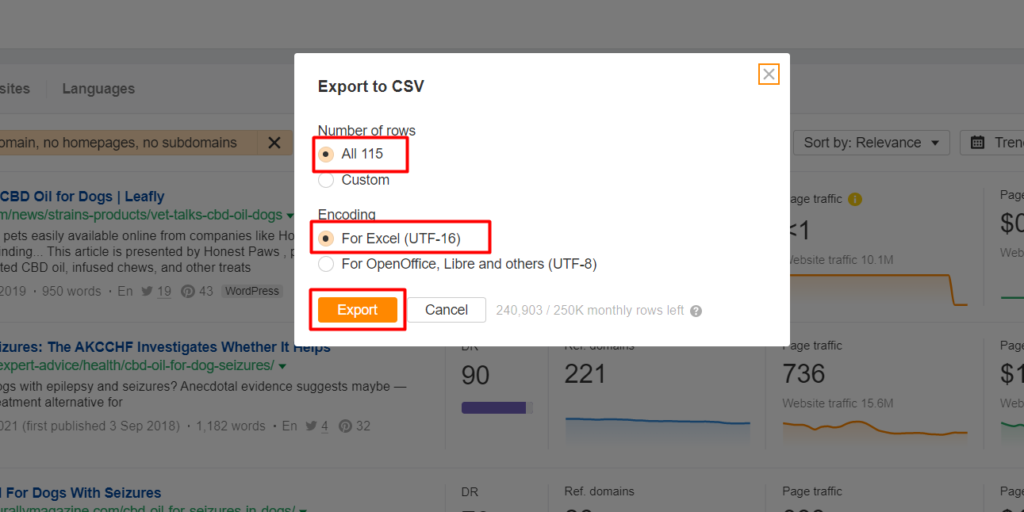 Export to CSV 