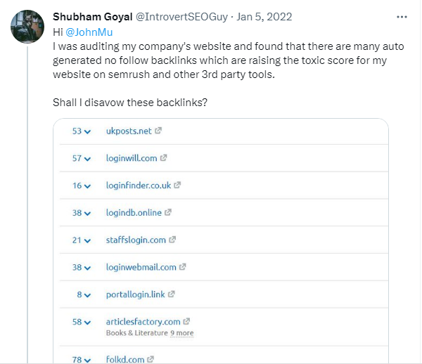 Tweet about Backlinks Audit