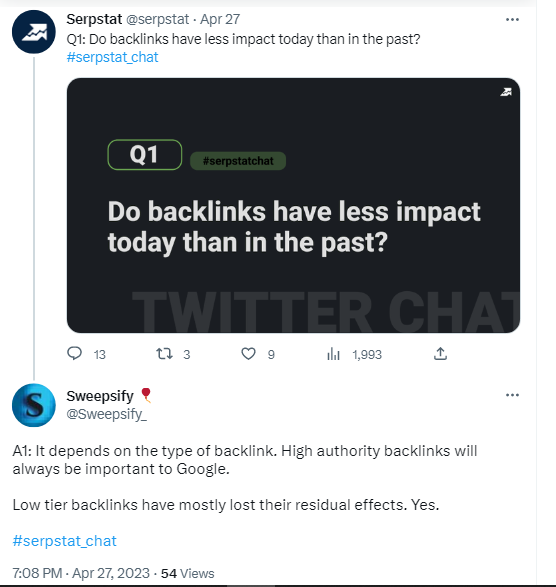 tweet seos about high authority backlinks