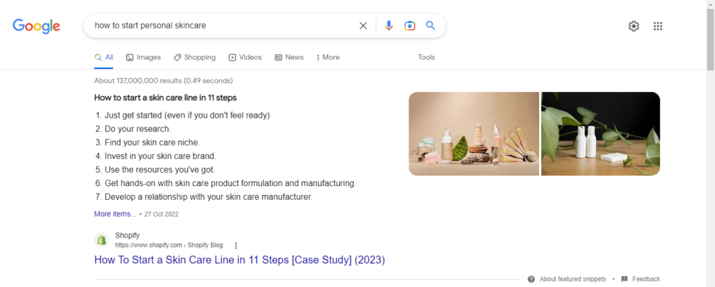 link prospecting google search how to start personal skincare