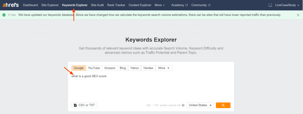 Ahrefs keyword explorer