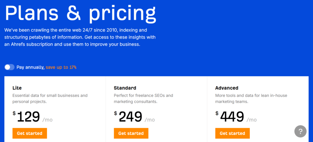 1.ahrefs pricing
