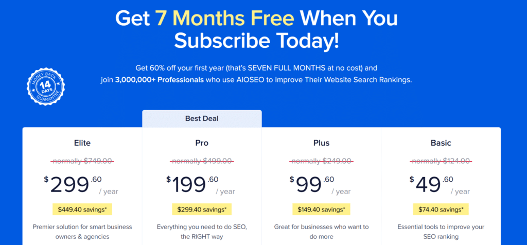 10.aioseo pricing