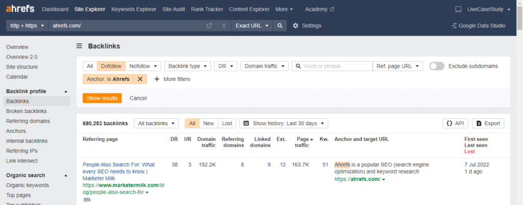 ahrefs backlink tool