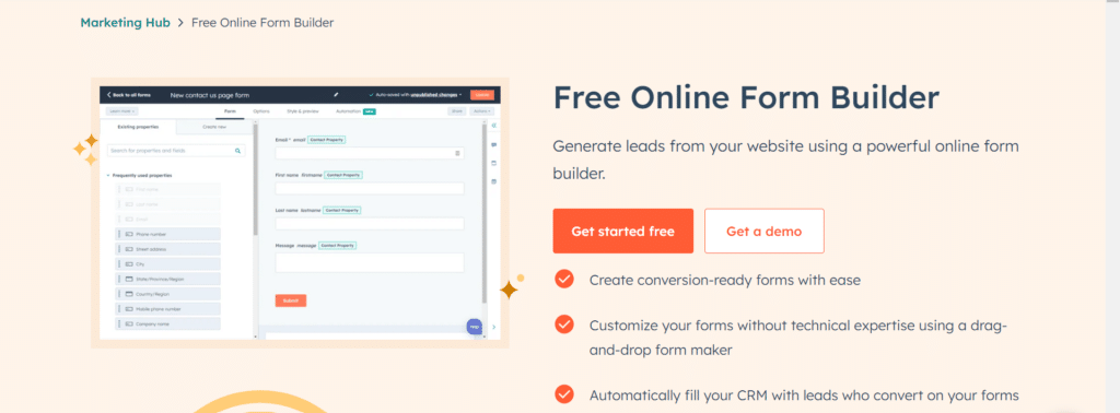 HubSpot free form builder as an example of a free tool that earns backlinks at scale