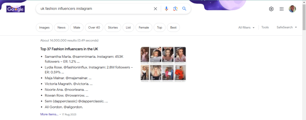 Influencer partnership for ecommerce link building showing product review