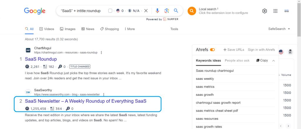 Using search operators to find SaaS product roundup articles for link opportunities