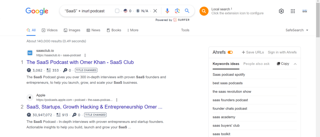 Finding SaaS podcasts to appear on as a guest for backlinks from show notes