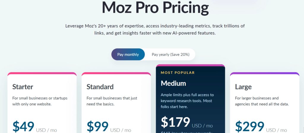 3.moz pro pricing