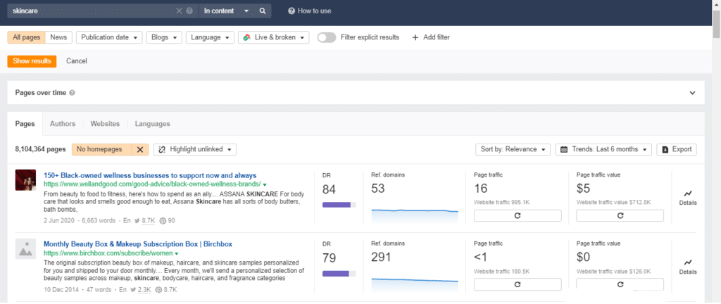 link prospecting ahrefs content explorer tool