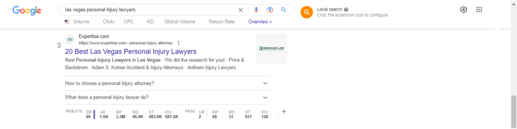 google search for las vegas personal injury lawyers