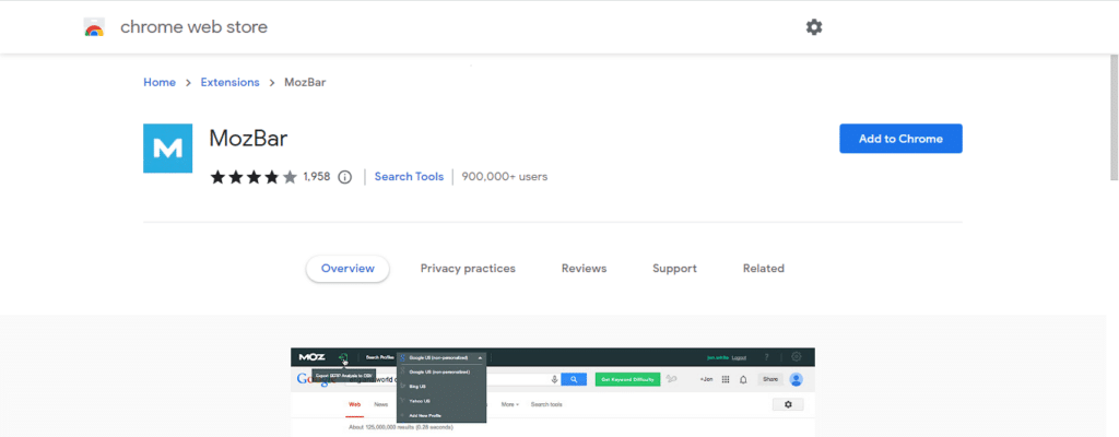 mozbar extension