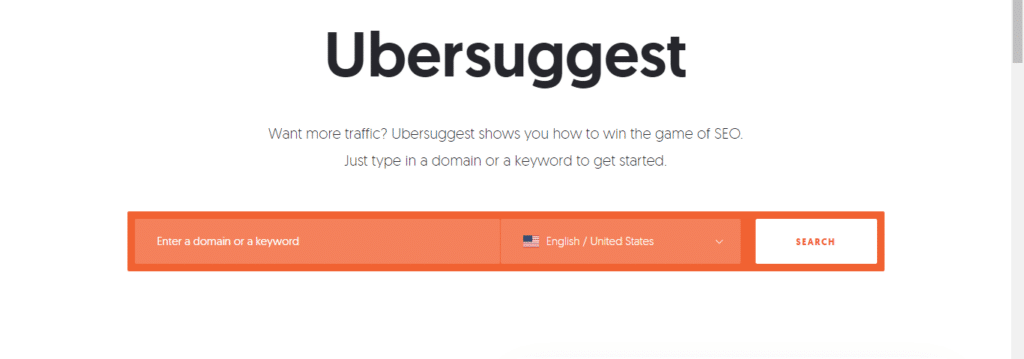 ubersuggest homepage