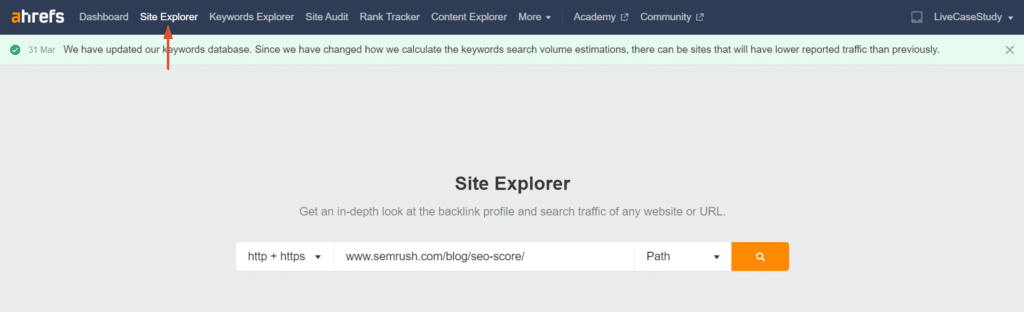 ahrefs site explorer