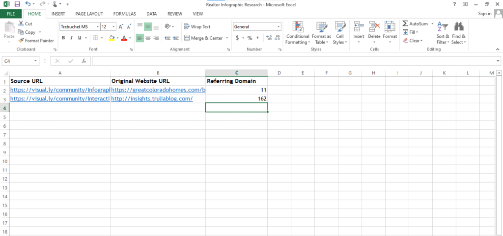 Visually link spreadsheet