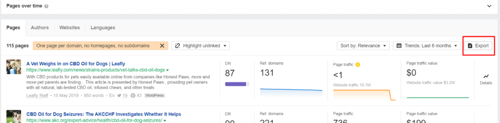 Exporting Content Explorer Results