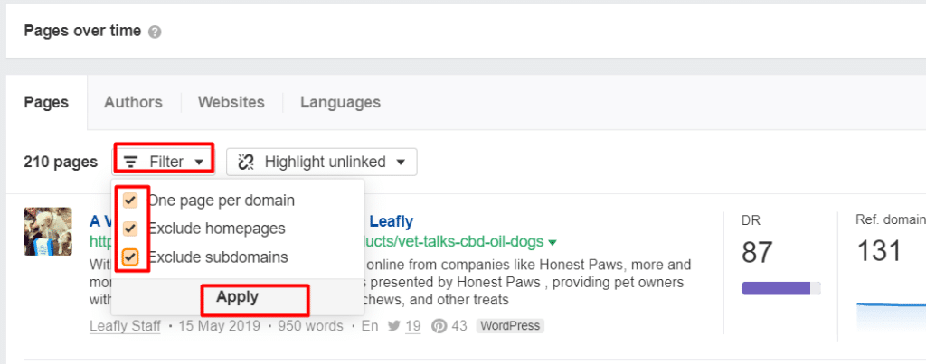 Further Filters on Content Explorer