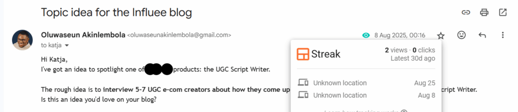 outreach to blog owner or manager
